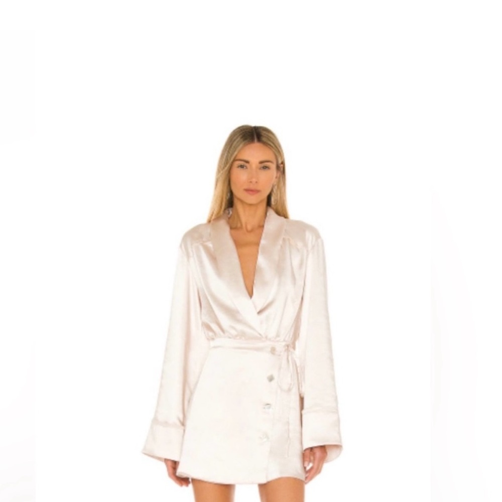 L’Academie Avena Satin Mini Dress White Size Medium
